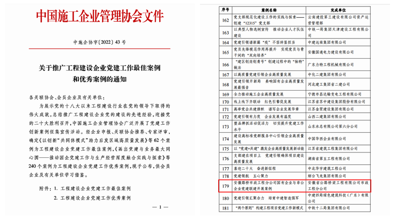 工程建設企業(yè)黨建工作優(yōu)秀案例